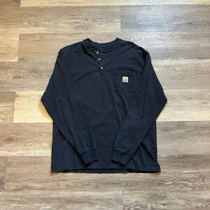 Carhartt Men's Navy Long Sleeve Shirt Large